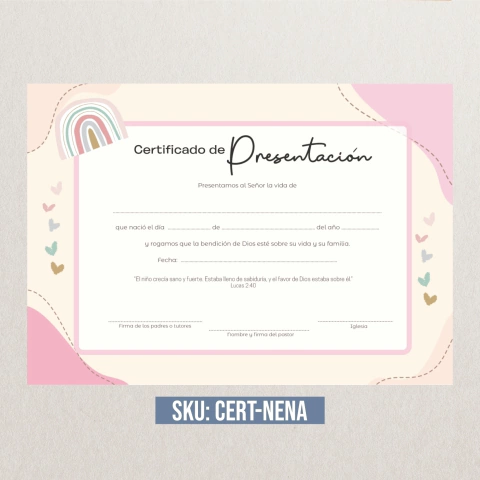 Certificados Pack x20u - Presentación (Rosa)