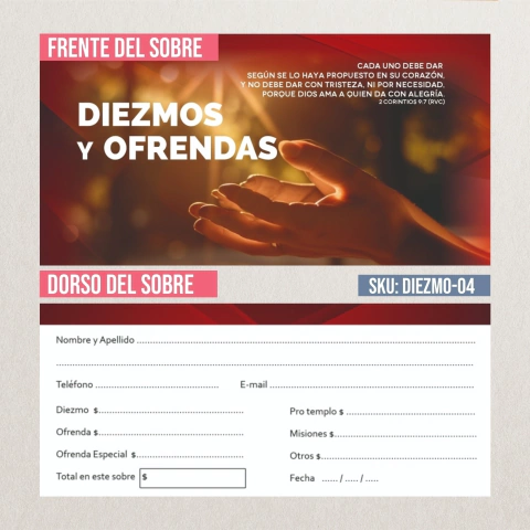 Sobre de Diezmo - 2 Corintios 9.7 (Pack x100u) - comprar online