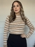 manga longa gola alta canelada Ocre/Branco - comprar online