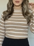 manga longa gola alta canelada Ocre/Branco - Milla T-shirt