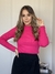 manga longa gola alta canelada Pink - comprar online