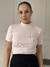 tshirt canelada gola alta rosa bebe/branco - comprar online