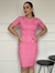 Vestido canelado gola tradicional rosa chiclete - comprar online