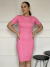 Vestido canelado gola tradicional rosa chiclete - comprar online