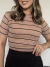 blusinha canelada gola tradicional marrom/preto - comprar online