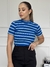 tshirt canelada gola alta azul royal/branco 2