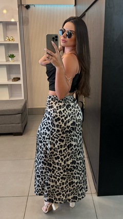 Saia cetim animal print - loja online
