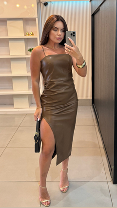 VESTIDO COURO MIDI - loja online
