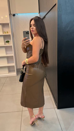 VESTIDO COURO MIDI