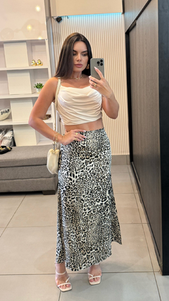 Saia cetim animal print - comprar online
