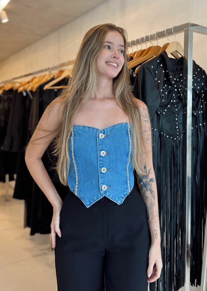 CROPPED JEANS BRILHO