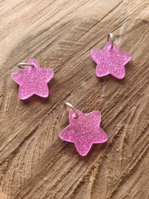 Pingente Glitter Estrela Rosa