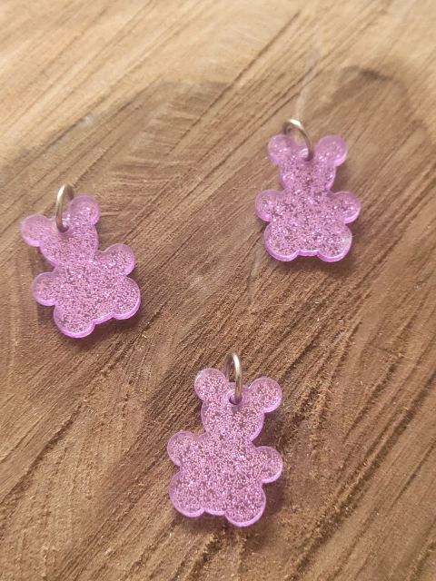 Pingente Glitter Urso - Lilás