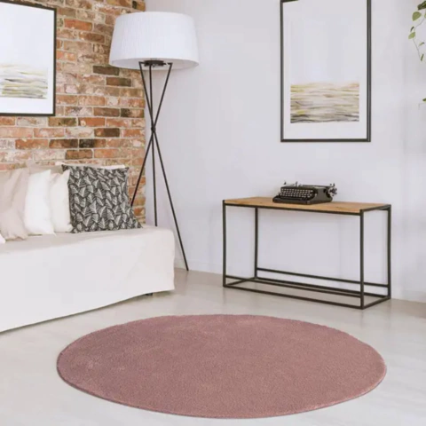 Tapete Redondo Vip Salão Quarto Infantil Adolescente Jolitex 1,00m Macio Rosê