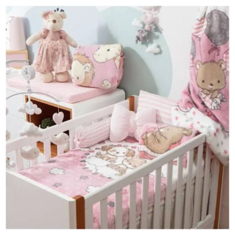 Cobertor Infantil Bebê Berço Jolitex Macio Não Alérgico Menina 80 x 1,10 Rosa