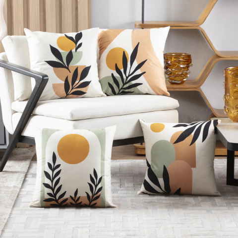 Kit 4 Capa de Almofada 43 x 43 Estampada Aquarela Jolitex