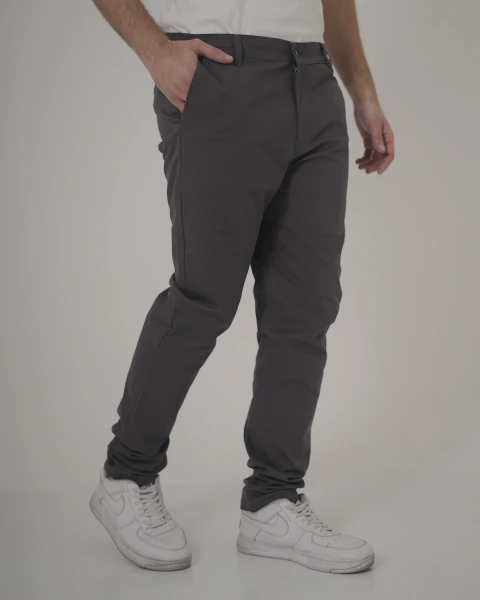 Pantalon Chino Gabardina Gris Topo