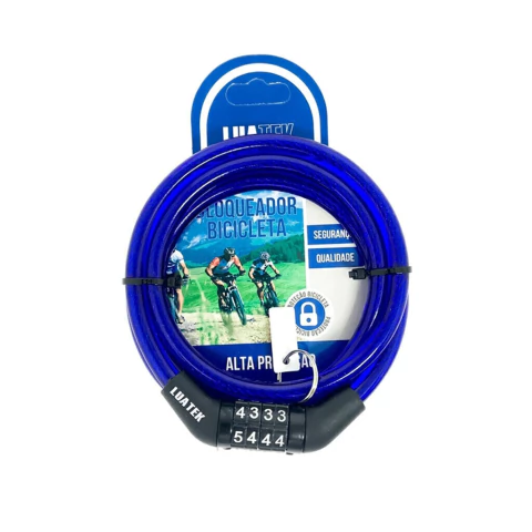 Trava Cadeado Antifurto C/ Segredo 8x1200mm Azul (Luatek)