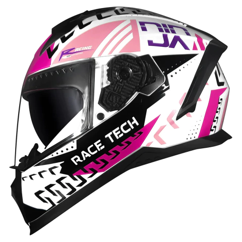 Capacete Race Tech Volt Ninja com Viseira Interna White / Pink (56)