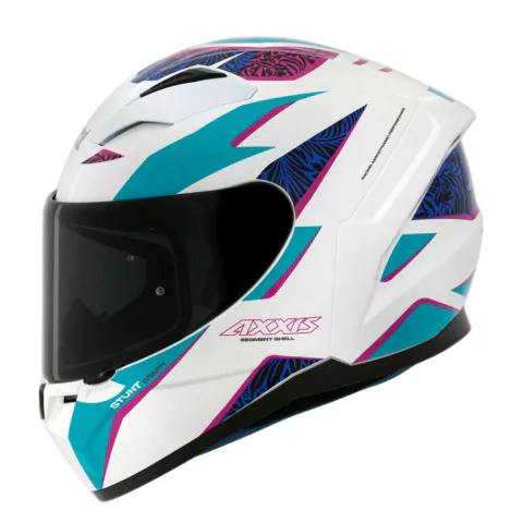 Capacete Axxis Segment Stunt A7 Branco / Azul Brilhante