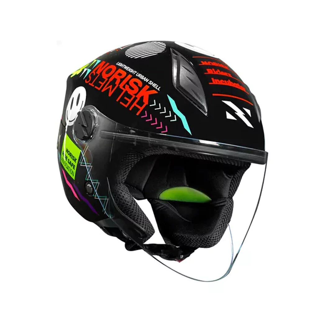 Capacete Norisk Aberto Neo Buddy Preto / Branco