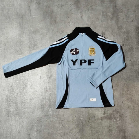 Buzo AFA Seleccion medio cierre celeste y negro niño