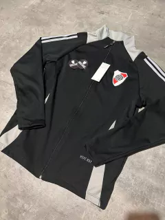 Campera River negra cuello gris - comprar online