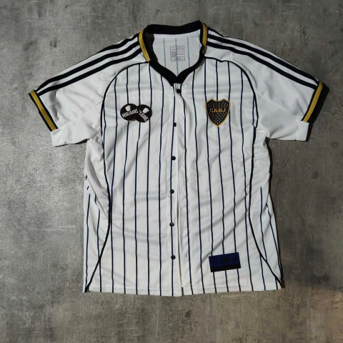 Camisa Boca blanca rayada US