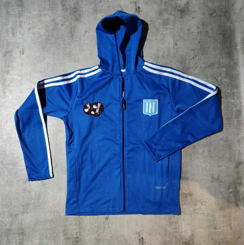 Campera Racing ceelste retro con capucha