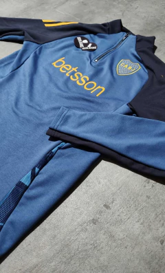Buzo Boca medio cierre Betsson celeste y gris - Hooligans Bahía