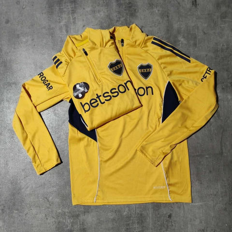 Buzo Boca Betsson medio cierre amarillo