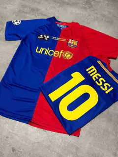 Camiseta Barcelona Messi Unicef retro bicolor - Hooligans Bahía