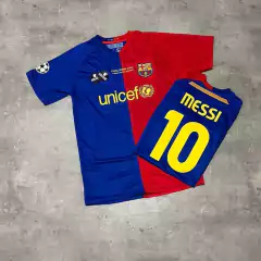 Camiseta Barcelona Messi Unicef retro bicolor