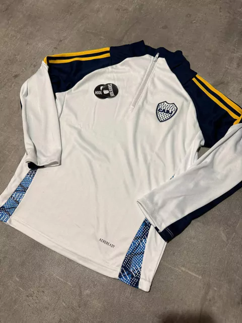 Buzo Boca blanco niño medio cierre