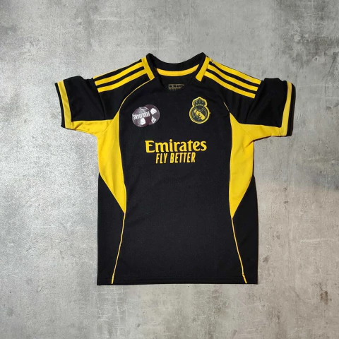 Camiseta Real Madrid suplente negra Mbappe niño