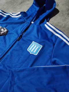 Campera Racing ceelste retro con capucha - Hooligans Bahía