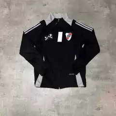 Campera River negra cuello gris