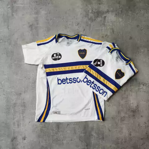Camiseta Boca 2025 Betsson suplente blanca niño