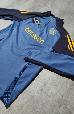 Buzo Boca medio cierre Betsson celeste y gris niño - comprar online