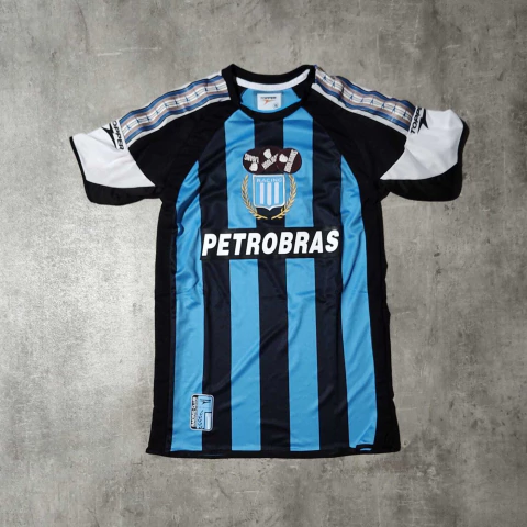 Camiseta Racing Petrobras celeste y negra retro