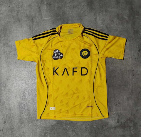 Camiseta Al Nassr Cristiano Ronaldo amarilla KAFD 2026 niño
