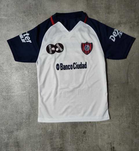 Camiseta San Lorenzo retro niño blanca Banco Ciudad Romagnoli