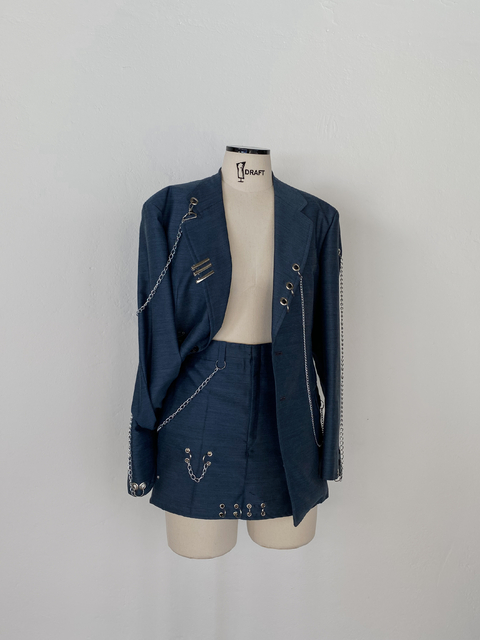 conjunto alfaiataria rework azul - 42