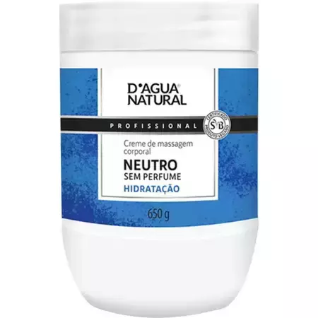 Creme De Massagem Neutro Sem Perfume 650g - D'Água Natural