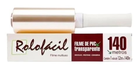 Papel filme com cabo 12x140m(Rolo Fácil)