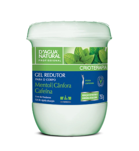 Creme De Massagem Gel Redutor Mentol, Cânfora e Cafeína 650g - D'água Natural