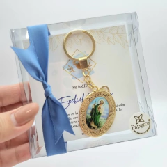 Llavero Doble Vista Encapsulado Virgen/San Judas Dorado | Pedido mínimo 12 pz