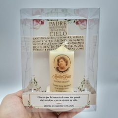 Cruz Padre Nuestro c/portavela y cirio personalizado | Pedido mínimo 12 pz