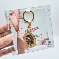Llavero Doble Vista Encapsulado Virgen/Jesús Dorado | Pedido mínimo 12 pz - comprar en línea