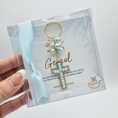 Paquete 15 pz Llavero Cruz Pedrería y Perlas Azul Personalizado - comprar en línea